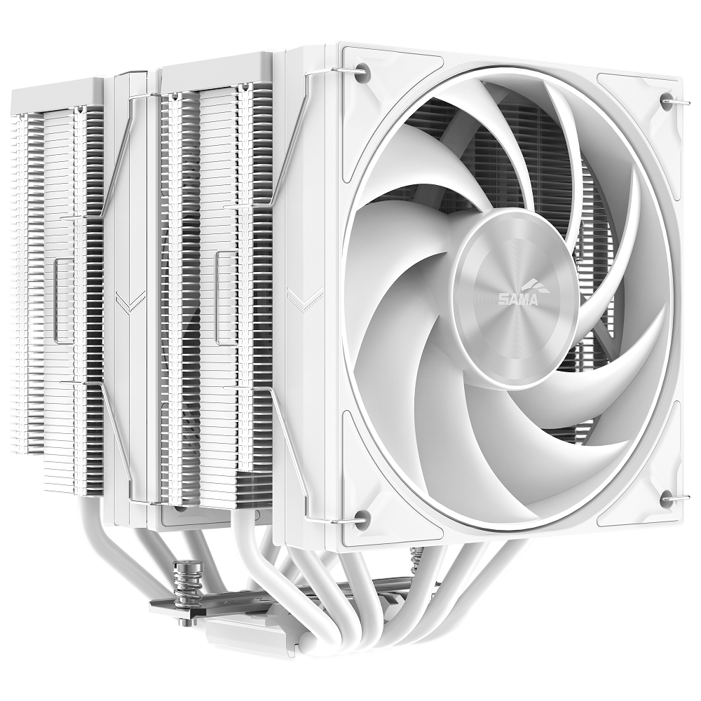 Кулер для процессора SAMA CPU Cooler SAMA A60W (265W, 4-pin PWM, 156.5mm, 6x6mm, 2x120mm, 78CFM, 29dBA, 2200RPM, S: 1851/1700/1200/115X, AM5/AM4, white)