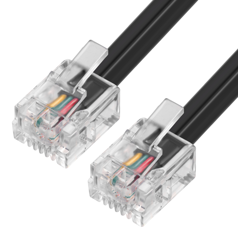 GCR Телефонный шнур удлинитель для аппарата 6.0m 6P4C (джек 6p4c - jack 6p4c), медь, черный
