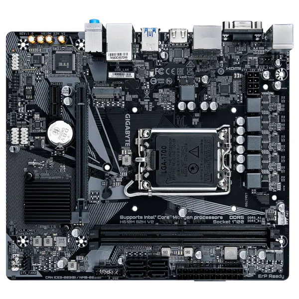 Материнская плата/ MB GIGABYTE INTEL H610 s1700, 2xDDR5(64GB), D-SUB/HDMI 2.1/2xDP, 1xPCIe 4.0x16, 1xPCIe 3.0, 1xLAN, 4xSATA 6Gb/s, 1xM.2, 2xUSB 3.2, 4xUSB 2.0, 1xPS/2, mATX