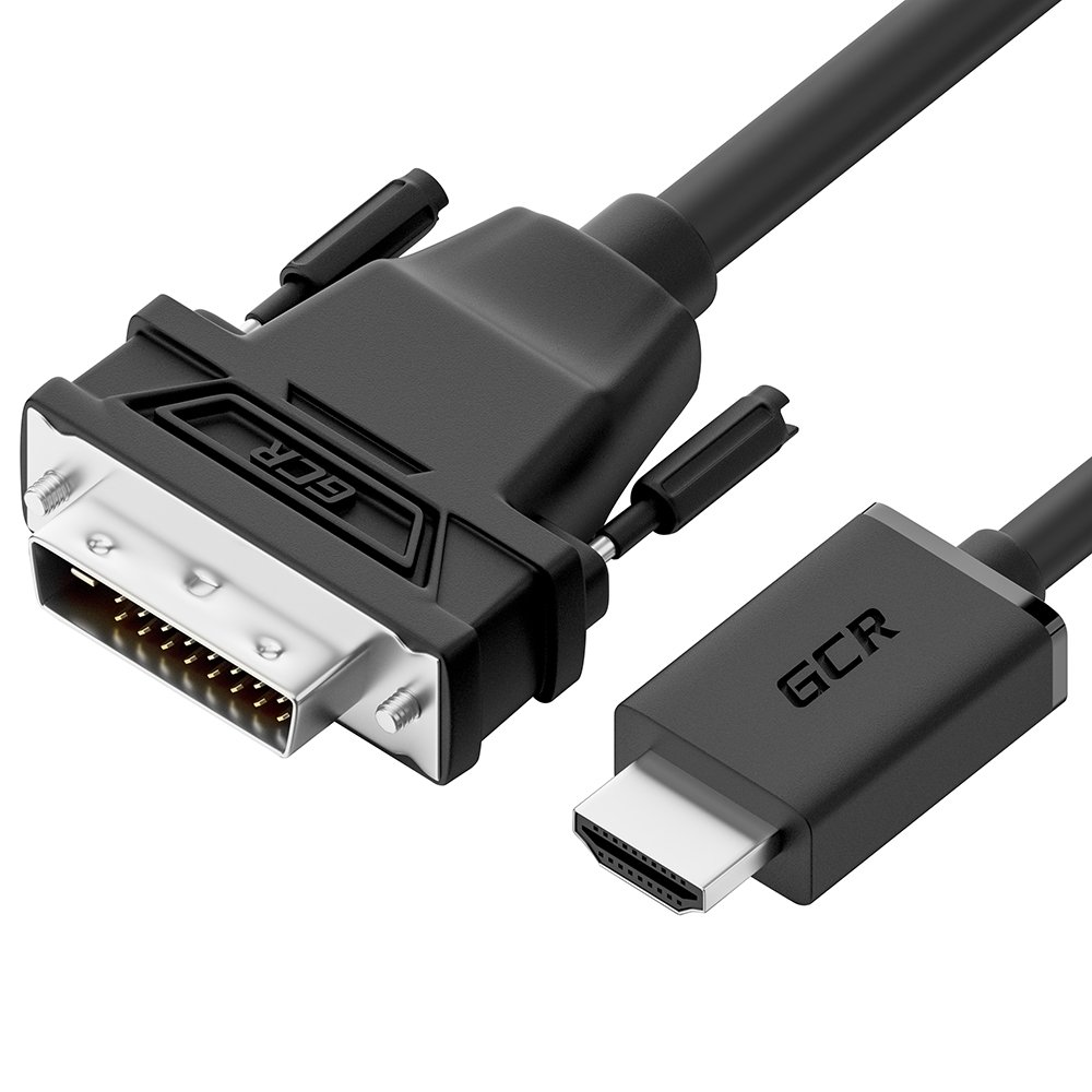 GCR Кабель 2.0m HDMI-DVI, 19M / 25M Dual Link, черный, 30 AWG, двойной экран