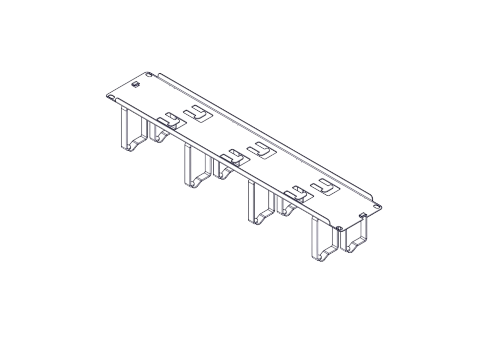 Horizontal Cable Organizer Uniprom Series, 2U, Steel Rings, 2 Rows