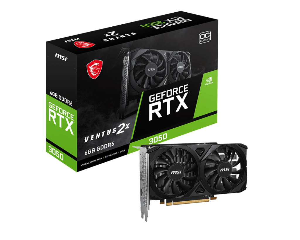 Видеокарта/ VGA MSI NVIDIA GeForce RTX 3050 VENTUS 2X E 6G OC 6GB, GDDR6/96-bit, PCIe 4.0, 2xHDMI 2.1, 1xDP, 2.1-slot