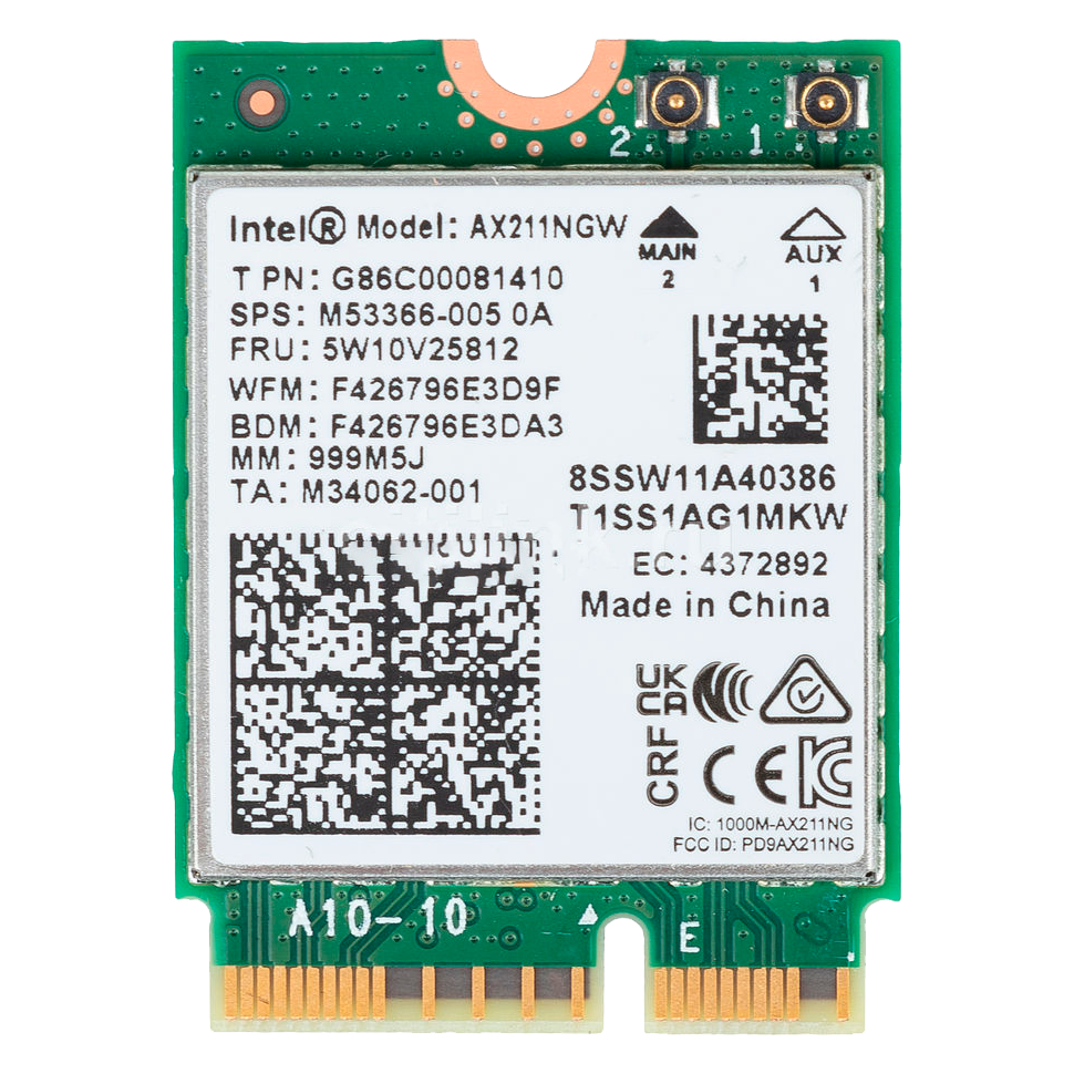 Плата сетевого контроллера/ Intel Wi-Fi 6E AX211 (Gig+), 2230, 2x2 AX R2 (6GHz)+BT, No vPro, 999M5J