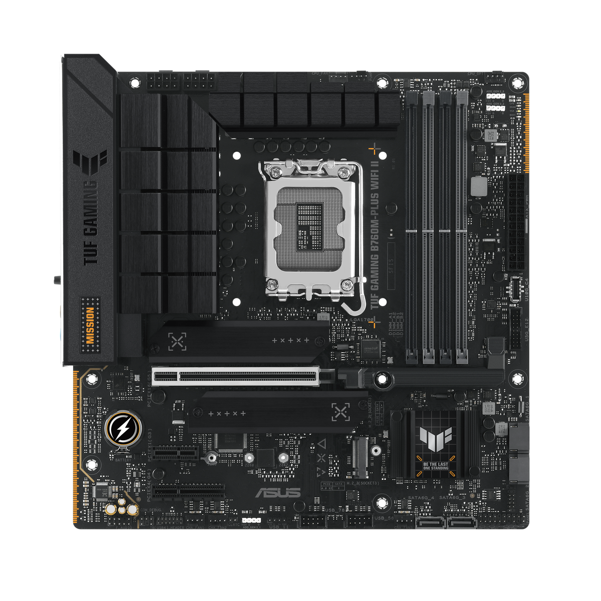 Материнская плата ASUS TUF GAMING B760M-PLUS WIFI II, LGA1700, B760, 4*DDR5, 4*SATA, 3*M.2, 3*USB 3.2, 4*USB 2.0, Type-C, 1*PCIx16, 1*PCIx4, 1*PCIx1, DP+HDMI, mATX; 90MB1HE0-M0EAY0