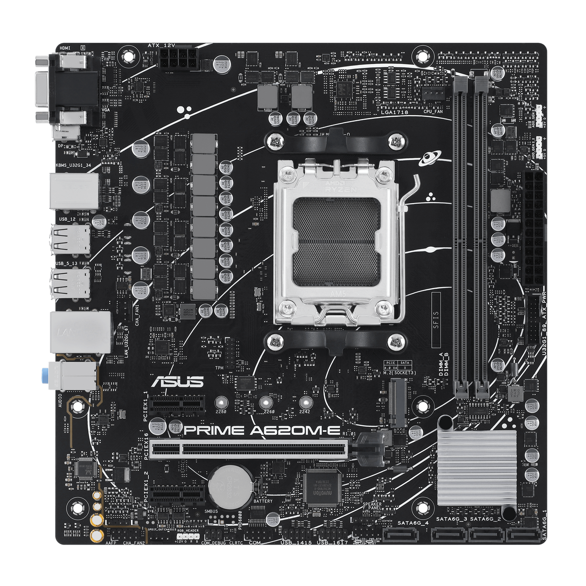 Материнская плата ASUS PRIME A620M-E-CSM AM5 mATX 2xDDR5 PCIEx16 2xPCIEx1 M.2 DP HDMI VGA GLAN