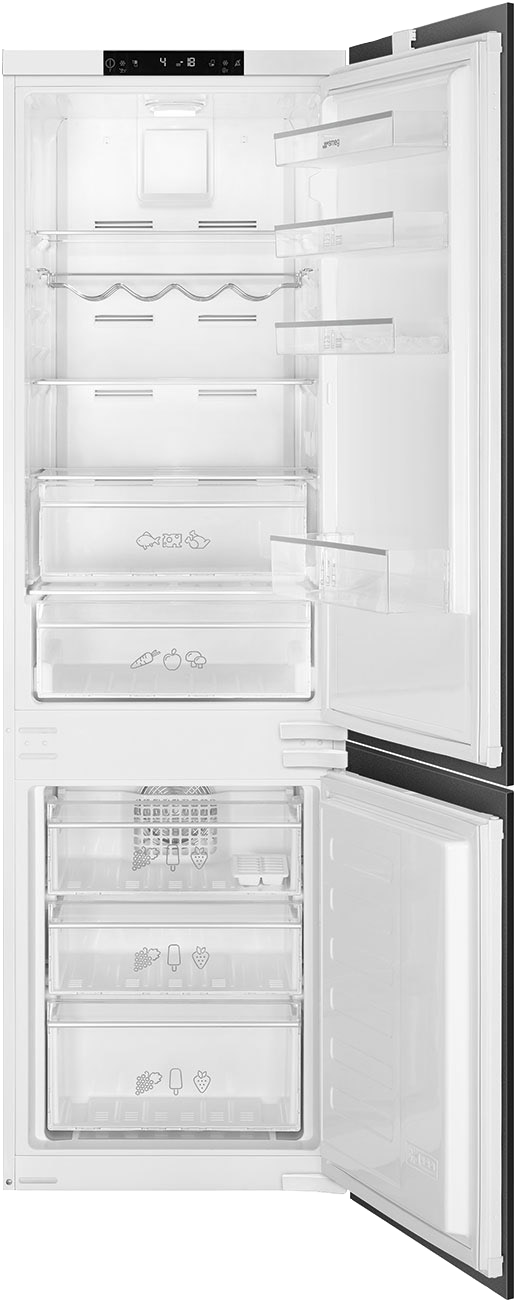Встраиваемые холодильники SMEG/ Встраиваемый комбинированный холодильник SMEG, ВхШхГ 1775х540х545 мм, No-Frost, объем камер 185+69л, нижняя морозильная камера, скользящие направляющие