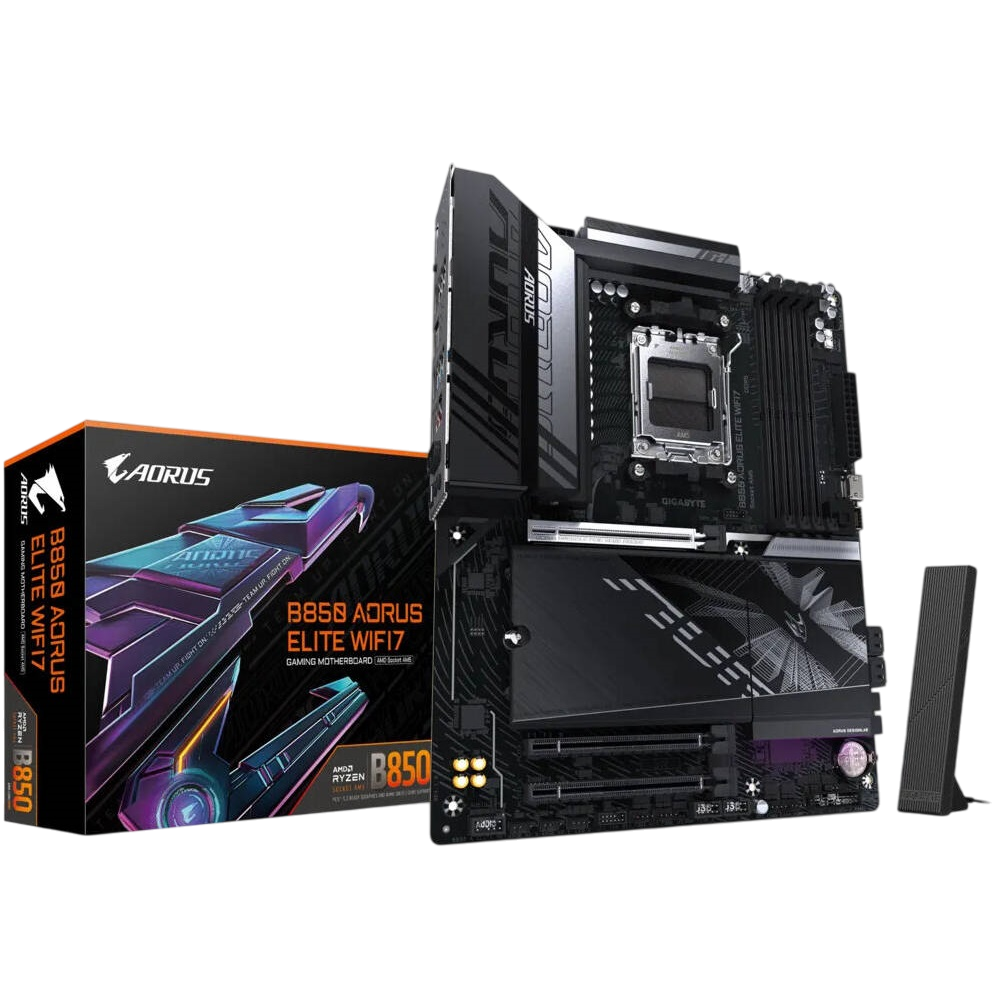 Материнская плата GIGABYTE B850 AORUS ELITE WIFI7, AM5, B850, 4*DDR5, 4*SATA, 3*M.2, 6*USB 3.2, 4*USB 2.0, Type-C, 2*PCIx16, DP+HDMI, ATX