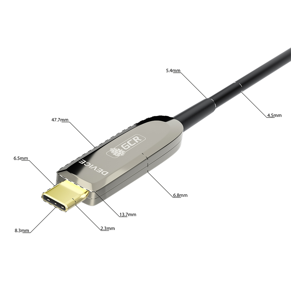 GCR PRO Кабель USB 3.1 (USB 3.2 Gen 2) Type-C, 5.0m, оптический, AM / CM, 10 Гбит/с, черный