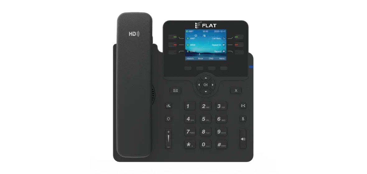 IP-телефон Flat-Phone B6: 6 SIP-аккаунтов, 2 порта 10/100/1000BASE-T (RJ-45), ЖК-дисплей, PoE