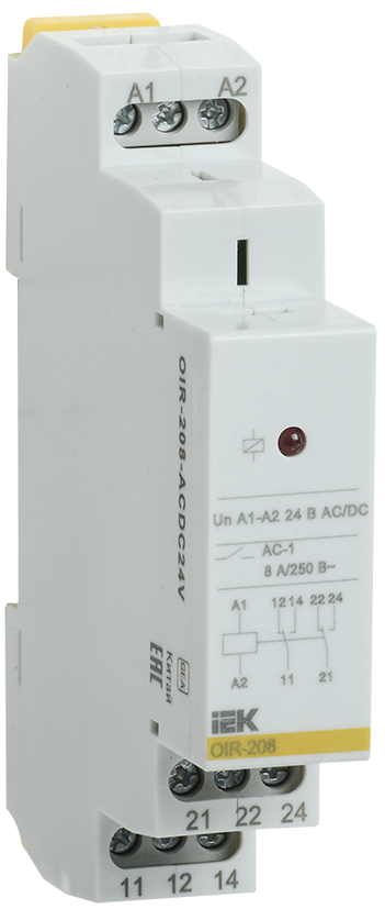 Реле промежуточное модульное OIR 2 контакта 8А 24В AC/DC (OIR-208-ACDC24V)