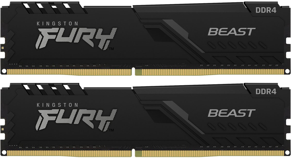 Модуль памяти Kingston FURY Beast Black Gaming Memory KF436C17BBK2/16 16GB DDR4 3600 DIMM Non-ECC, CL17, 1.35V, 1Gx8 (Kit of 2), RTL {25} (319781)