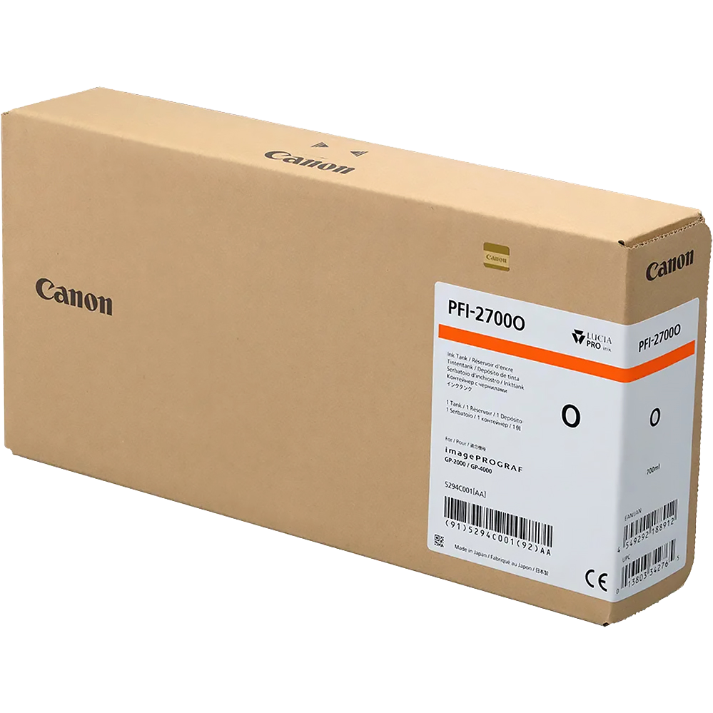 5294C001 - Чернильный картридж, Canon, PFI-2700 Orange, 5294C001, для imagePROGRAF GP-2000/GP-4000/GP-4600/GP-6600, GP-4600S/GP-6600S, 700 мл