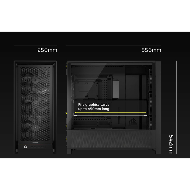 Корпус без блока питания/ Case Corsair Frame 5000D RS High-Airflow, Midi-Tower, TG, 4x140mm, 4xUSB-A 3.2, 1xUSB 3.2 Type-C, E-ATX, ATX, mATX, mITX Black