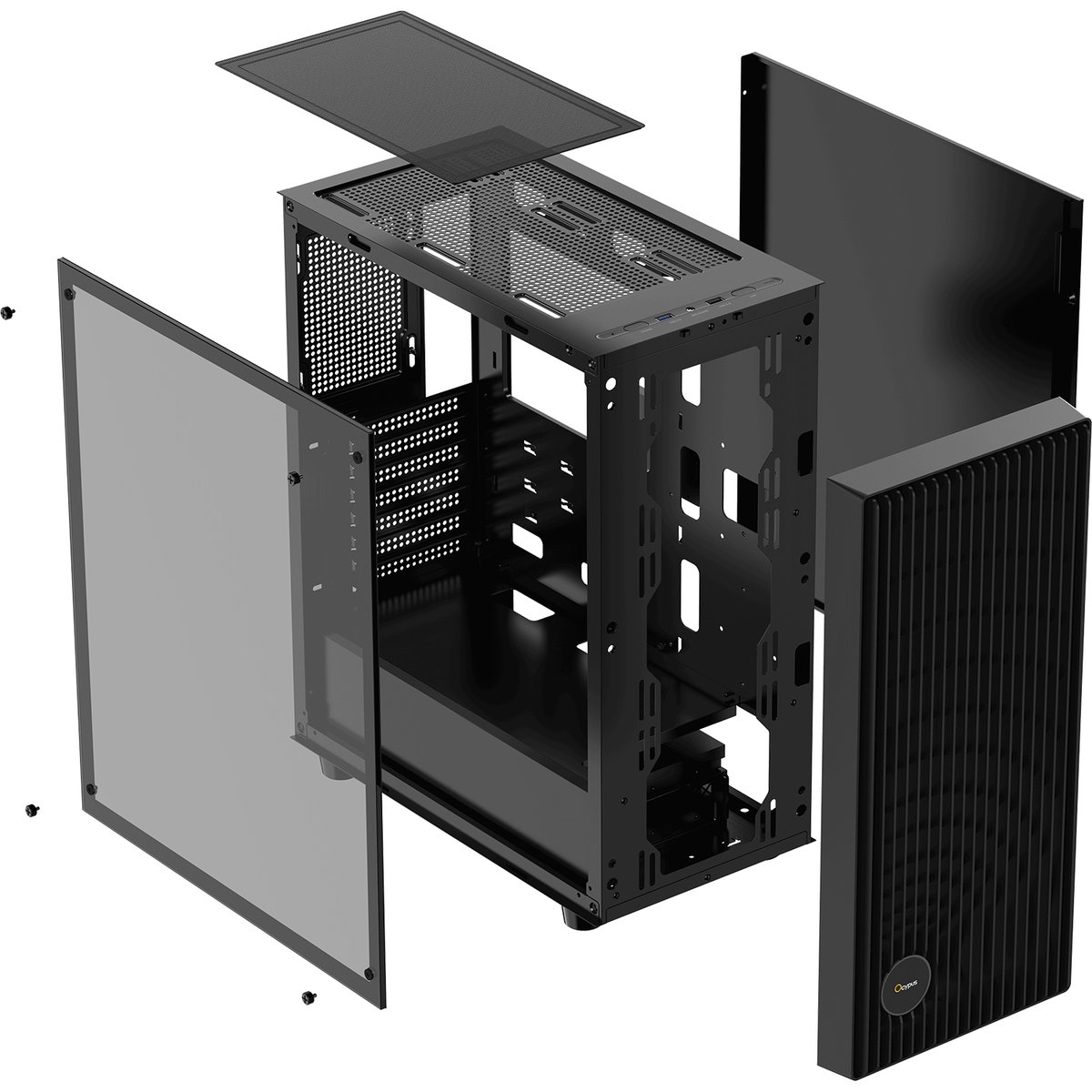 Корпус ПК без блока питания/ Case Ocypus Gamma C70 BK ARGB, Midi-Tower, TG, 4x120mm ARGB, 1xUSB-A 3.0 + 1xUSB 2.0, ATX, mATX, mITX Black