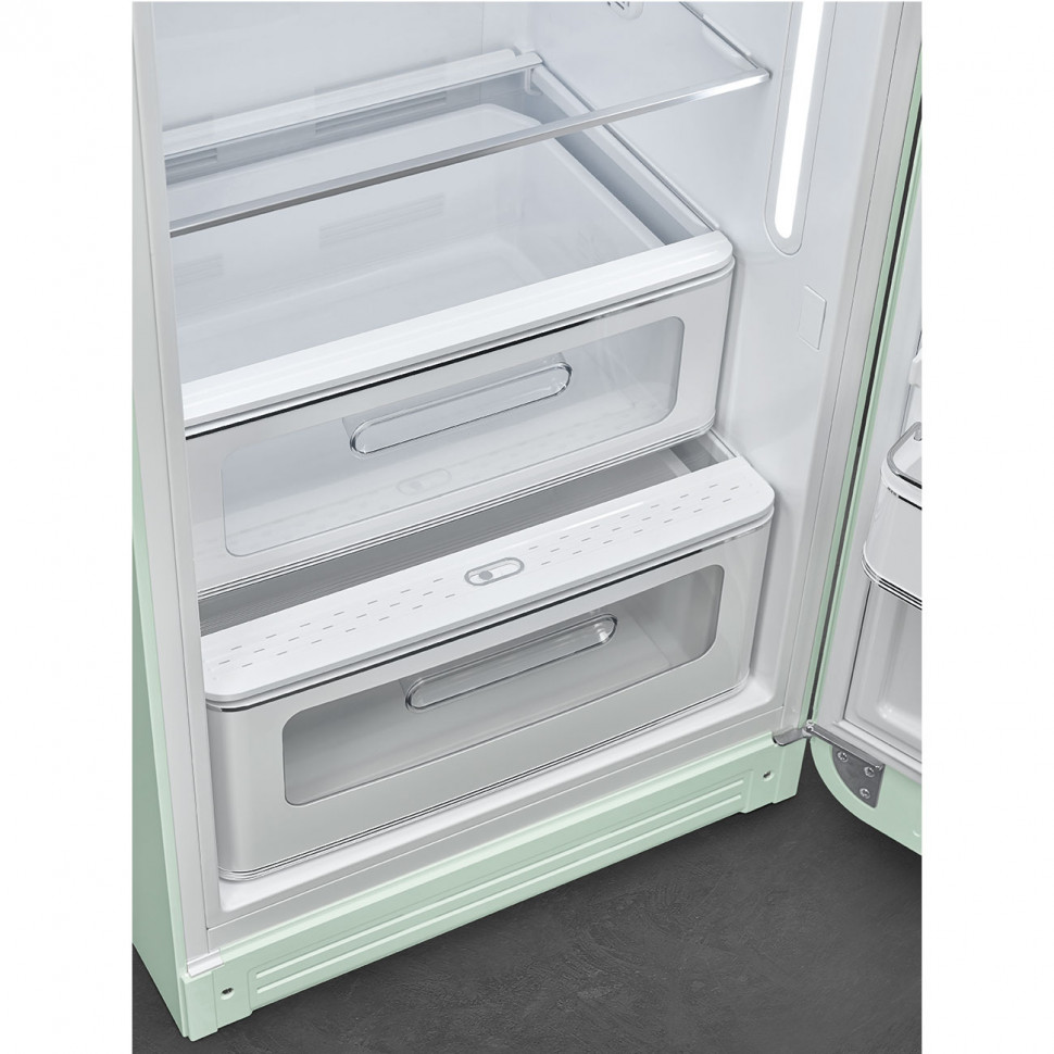 Холодильник SMEG/ Холодильник SMEG, отдельностоящий, стиль 50-х, однокамерный, внутренняя морозильная камера, объем 270 л, инверторный компрессор, энергоэффективность С, цвет пастельный зеленый