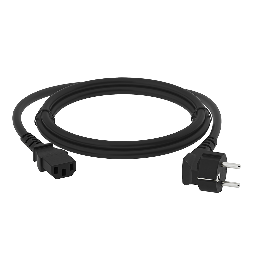 GCR PRO Кабель питания черный, 0.5m, евровилка угловая Schuko - С13, 3*0,75mm, медь