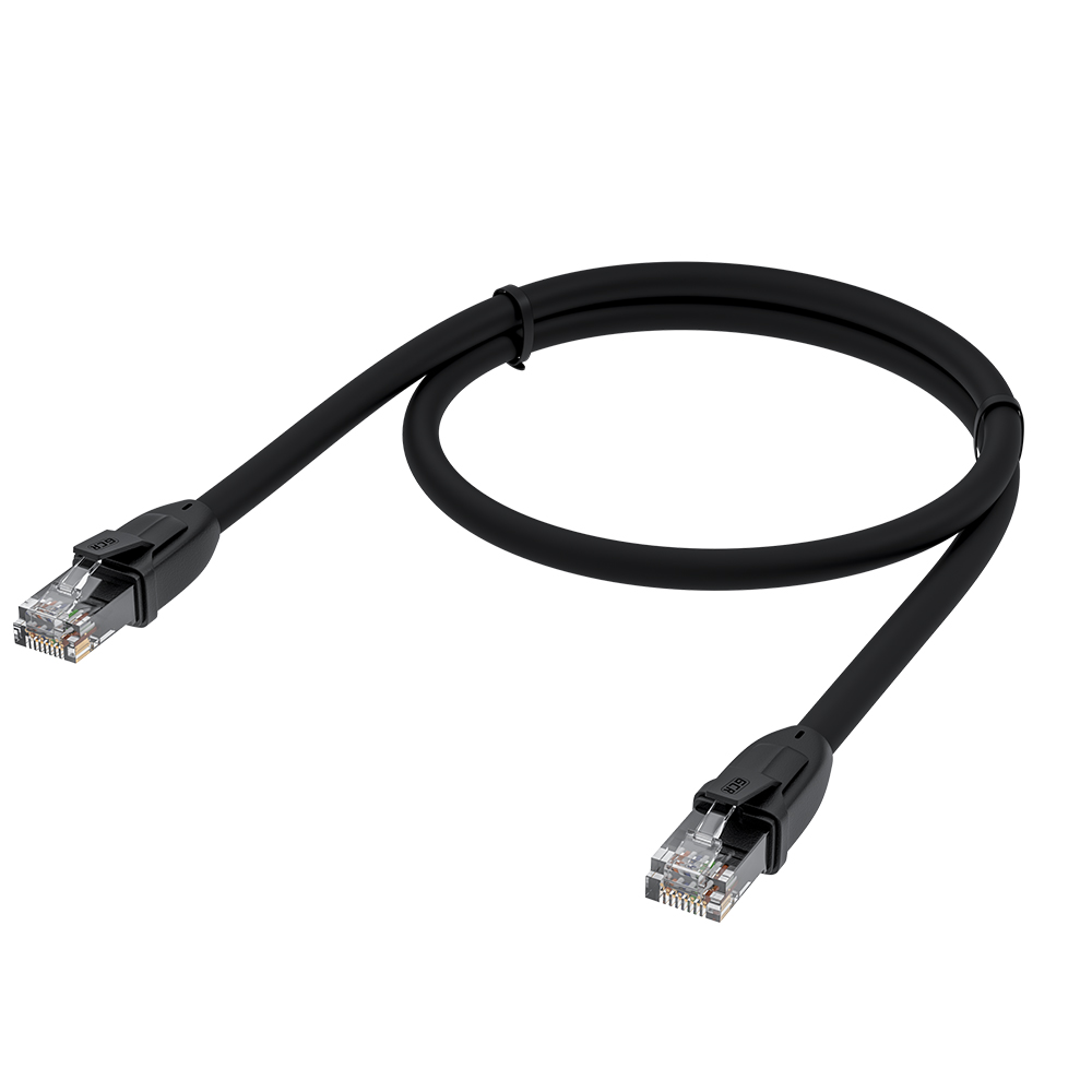 GCR Патч-корд прямой 2.0m UTP кат.6А, черный, 24 AWG, литой, ethernet high speed, RJ45, T568B