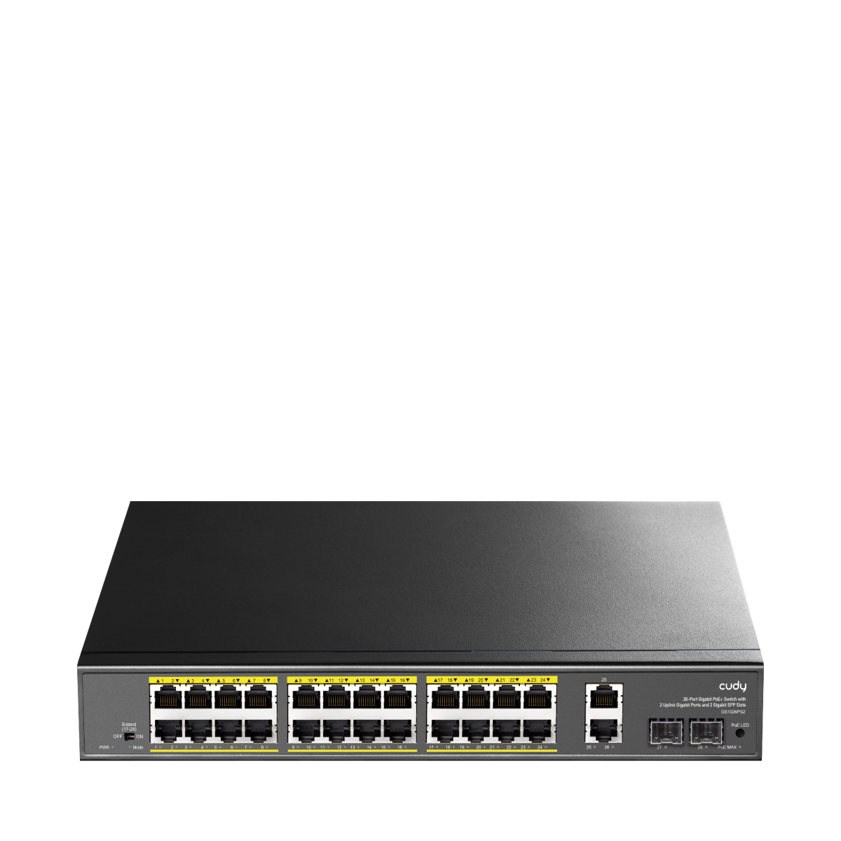 Коммутатор Cudy GS1026PS2, 24×1GbE PoE+, 2×1GbE, 2×SFP, PoE-бюджет 300 Вт