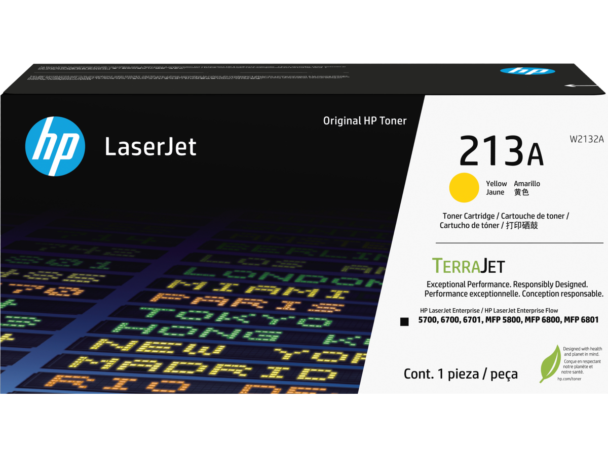 W2132A - 213A Ylw Original LaserJet Toner Crtg  for Color LaserJet Ent 5700/5800/6700/6800, up to 3000 pages