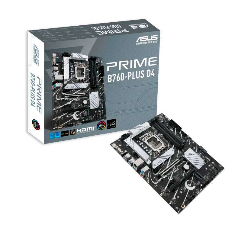 Материнская плата ASUS PRIME B760-PLUS D4 LGA1700 ATX 4xDDR4 2xPCIEx16 2xPCIEx1 3xM.2 USB-C DP HDMI VGA 2.5GLAN (90MB1CW0-M1EAY0)