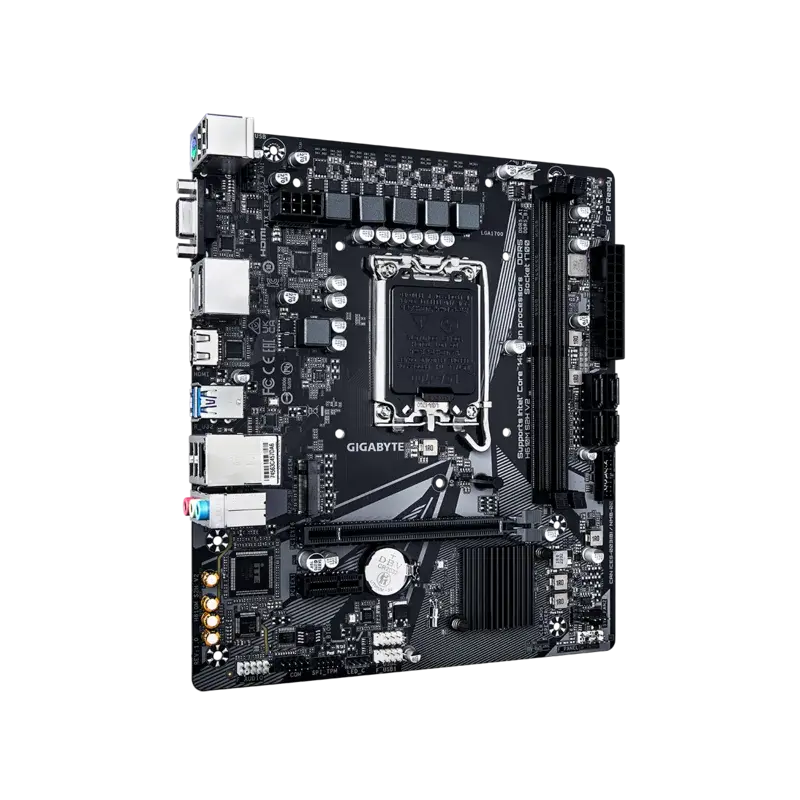 Материнская плата/ MB GIGABYTE INTEL H610 s1700, 2xDDR5(64GB), D-SUB/HDMI 2.1/2xDP, 1xPCIe 4.0x16, 1xPCIe 3.0, 1xLAN, 4xSATA 6Gb/s, 1xM.2, 2xUSB 3.2, 4xUSB 2.0, 1xPS/2, mATX