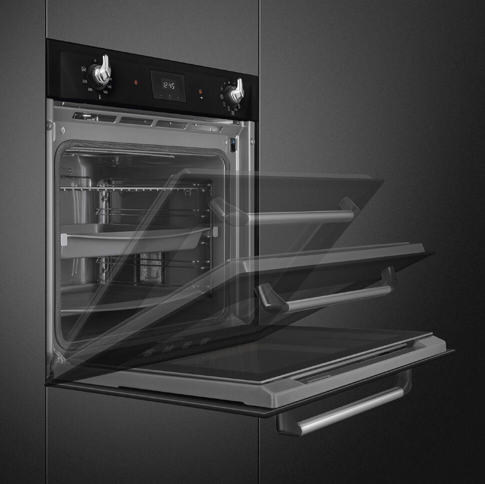 Встраиваемая электрическая духовка SMEG/ SMEG SOP6900TN Многофункциональный духовой шкаф c пиролизом, 60 см, 9 функций, цвет чёрный