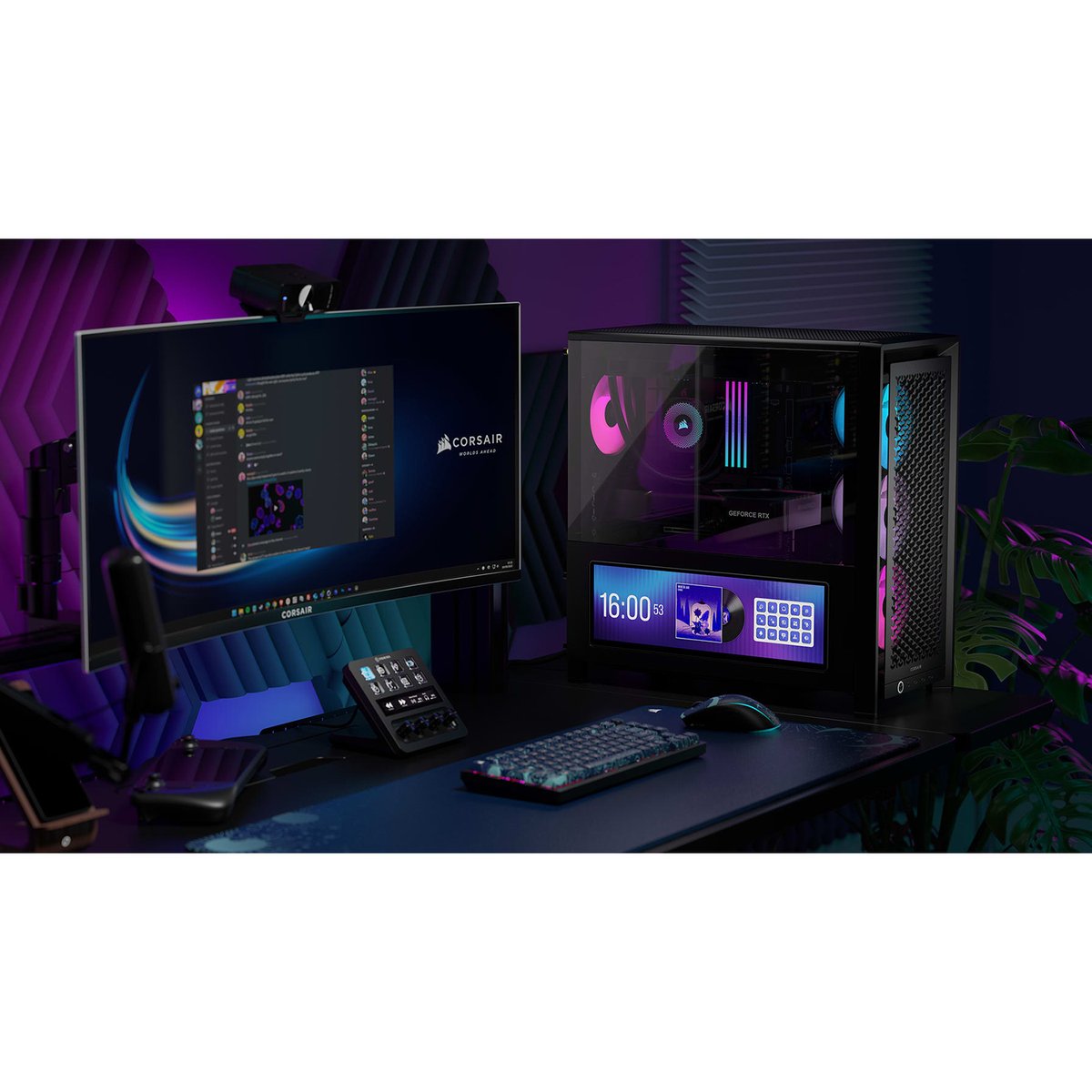 Корпус без блока питания/ Case Corsair Frame 4000D LCD RS ARGB, Midi-Tower, TG, 3x120mm ARGB, 2xUSB-A 3.2, 1xUSB 3.2 Type-C, E-ATX, ATX, mATX, mITX Black