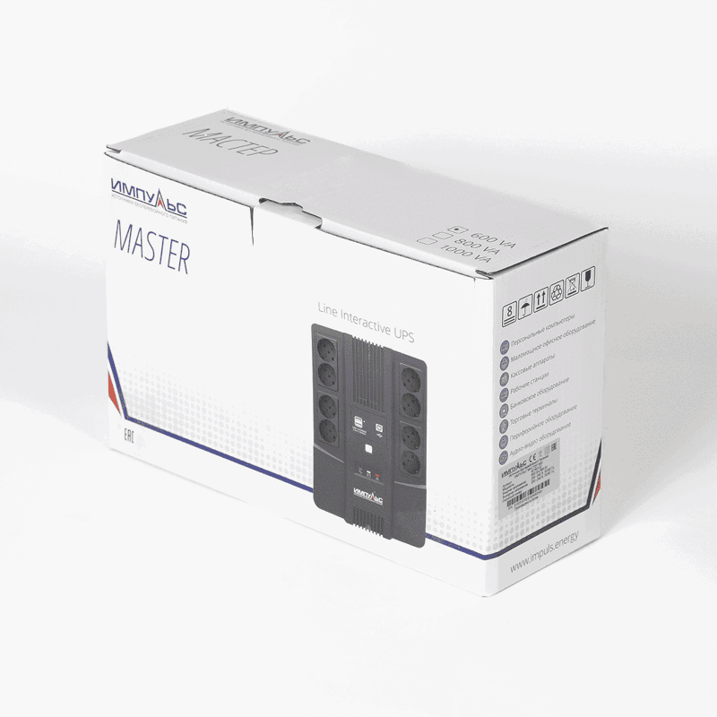 ИБП МАСТЕР 600, 600/360 ВА/Вт, LED, USB, RJ11/RJ45, SCHUKOx8/ line-interactive AS brick