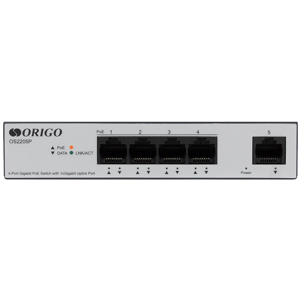 Коммутатор ORIGO OS2205P/60W/A1A, неуправляемый, 4×1GbE PoE, 60Вт