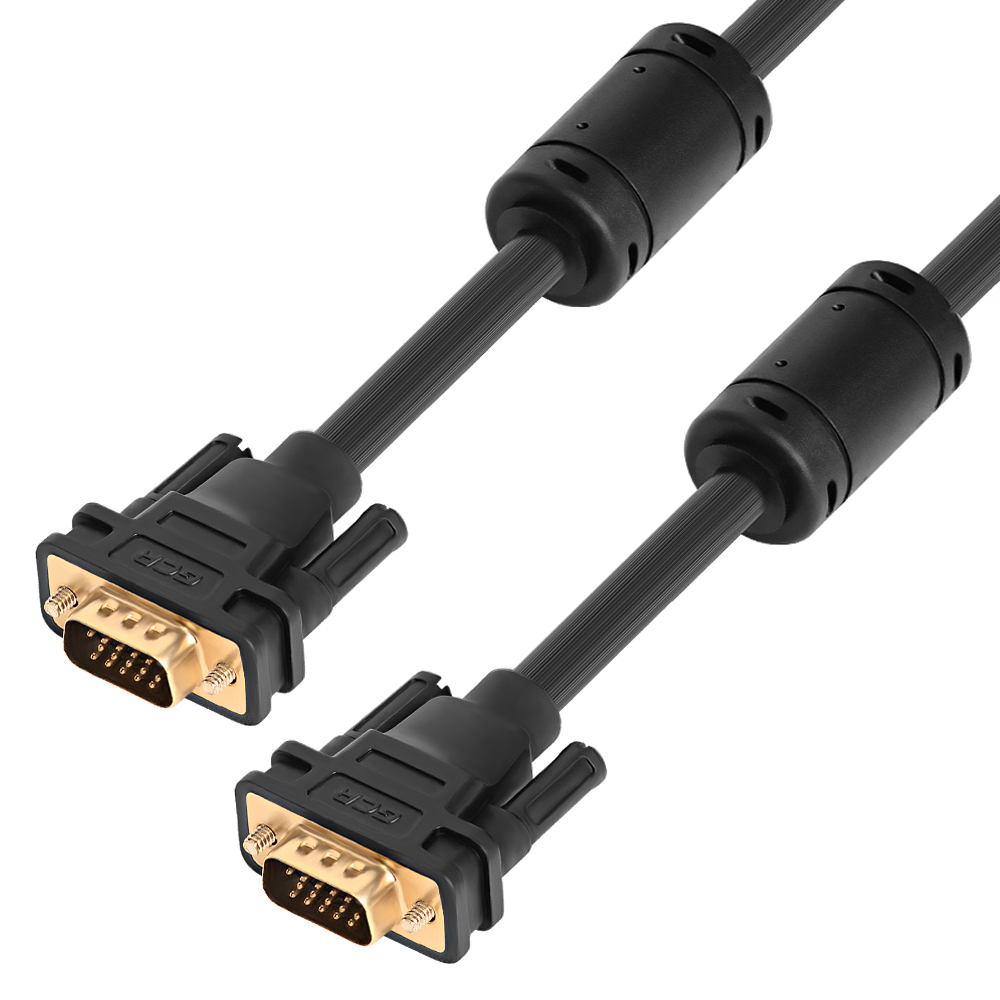 GCR PRO Кабель PROF Premium SVGA 1.0m чёрный, GOLD, медь, ферритовые кольца, OD8.0mm, 15M / 15M, 28/28 AWG, двойной экран
