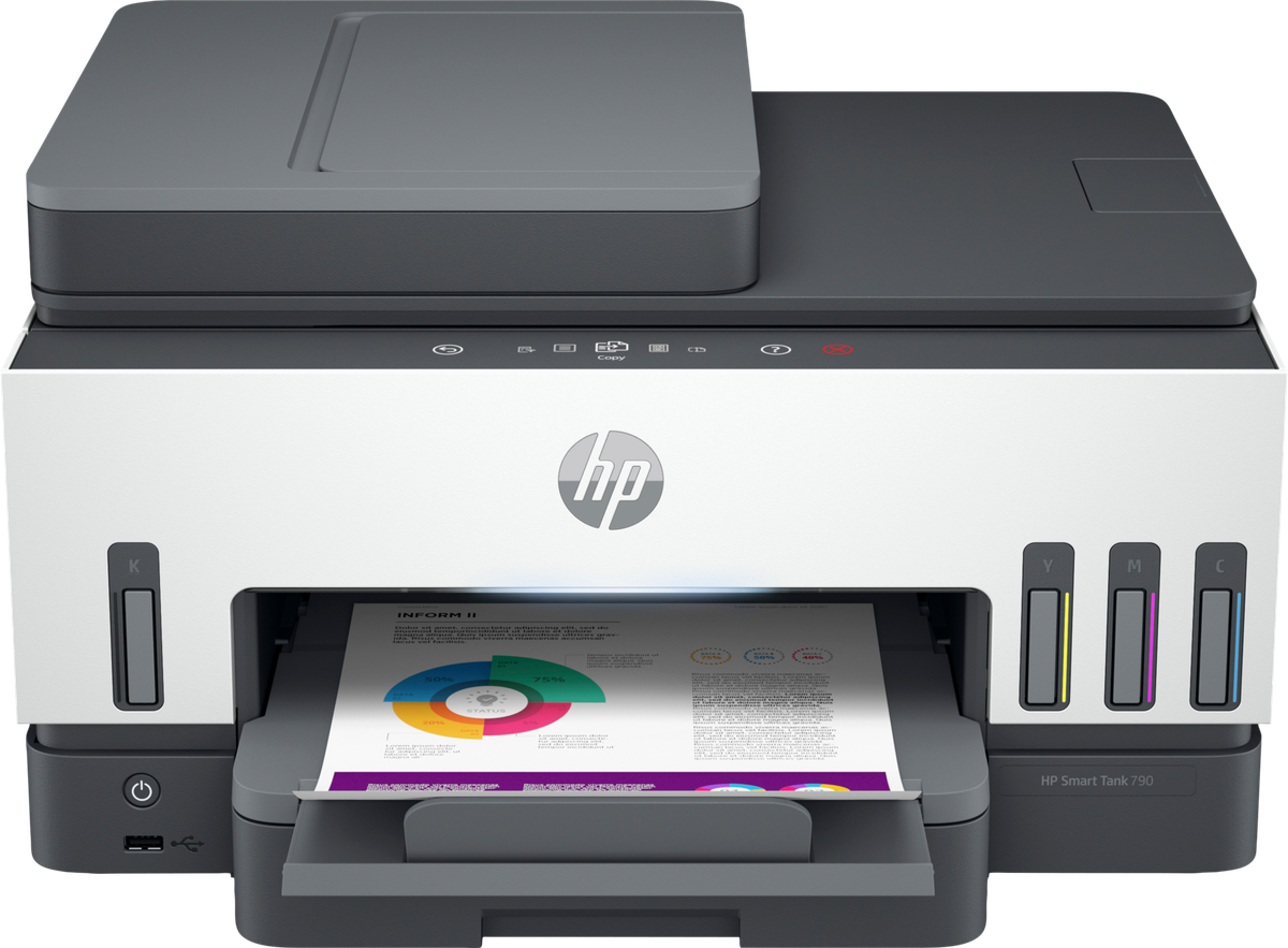 МФУ струйное HP Smart Tank 790 (4WF66A), A4, цветной, печ. до 15 стр/мин. (ч/б) до 9 стр/мин. (цвет), 1200 x 1200 dpi (ч/б печать, скан.) 1200 x 4800 dpi (цвет), USB, Wi-Fi, BlueTooth, Air Print, Mopria