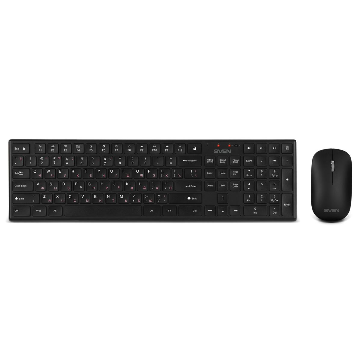 SVEN Комплект беспроводной ножничная клавиатура + мышь KB-C2550W чёрный (109 кл.,12Fn, 1000DPI, 2+1 кл.)
