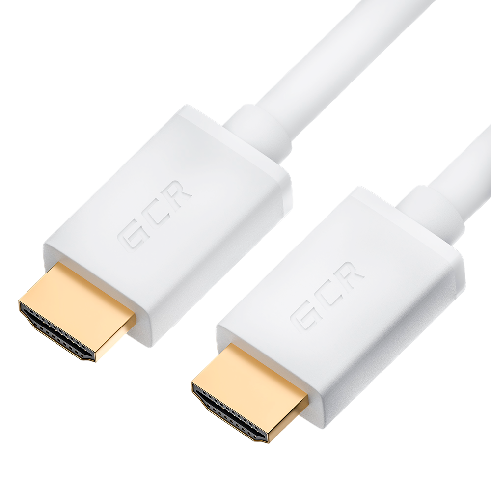 GCR Кабель PROF 2.5m HDMI 2.0, Ultra HD, 4K 60Hz / 5K*30Hz, HDR 4:4:4, 3D, AUDIO, 18.0 Гбит/с, белый, 2 X экран, армирование, GCR-52027