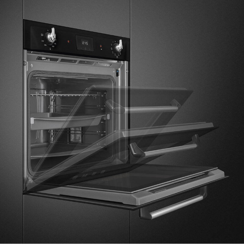 Встраиваемая электрическая духовка SMEG/ SMEG SOP6900TN Многофункциональный духовой шкаф c пиролизом, 60 см, 9 функций, цвет чёрный