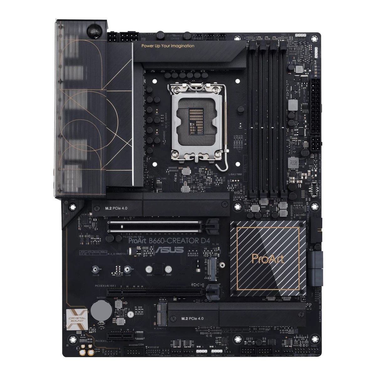 Материнская плата ASUS ProArt B660-CREATOR D4, LGA 1700, Intel B660, 4xDDR4, 4xSATA, 3xM.2, 1xPCIe 5.0 x16, 1xPCIe 3.0 x4, 1xHDMI, 1xUSB-C, 2x 2.5Gb LAN, 4xUSB 2.0, 4xUSB 3.2 Gen 1, 1xUSB-C 3.2 Gen 2, 5x3.5 мм, 7.1, ATX