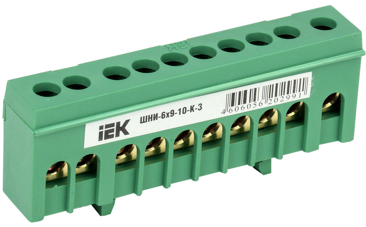 Шина IEK YNN10-69-10KD-K06 PE земля корпусный изолятор  на DIN-рейку ШНИ-6х9-10-К-З