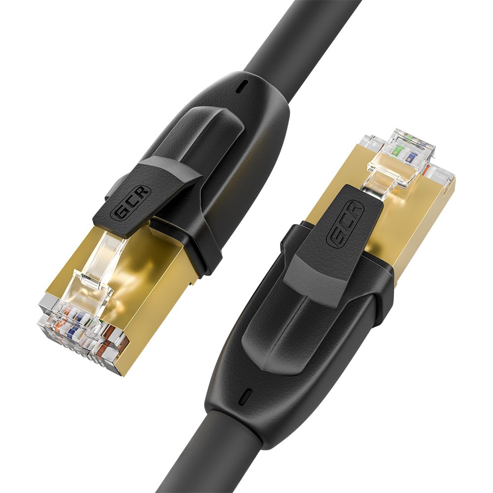 GCR PRO Патч-корд PROF прямой 0.75m, FTP медь кат.6А, черный, экранированный, коннекторы 24K GOLD, Deluxe ethernet high speed 10 Гбит/с, RJ45, T568В