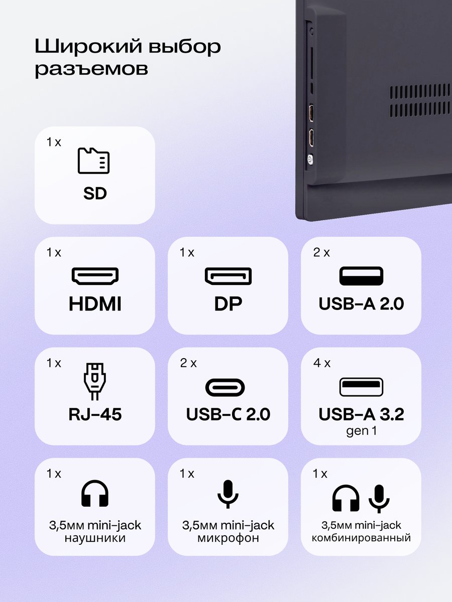 Моноблок/ HIPER V30 2k   27"(2560x1440 (матовый) IPS)/Intel Core i5 14400(2.5Ghz)/16384Mb/512PCISSDGb/noDVD/BT/WiFi/war 1y/7.93kg/черный/Win11Pro + Cam 5.0 SD/Беспроводные МК/WiFi6