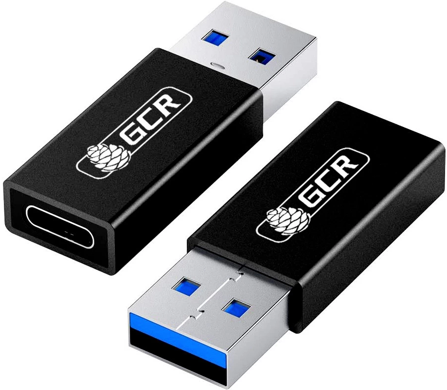 GCR Адаптер-переходник USB 3.0 (USB 3.2 Gen 1) на TypeC, M/F, черный, 5 Гбит/с, AL корпус