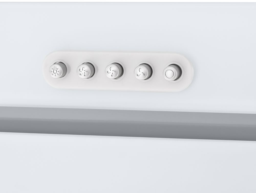 ВЫТЯЖКА HOMSair CROСUS PUSH 52 Glass White/ полновстраиваемая, кнопочное управление, 3 скорости, 850 м3/ч, до 30 м2, 53 дБ, угольный фильтр CF02X - 2 шт, ШхВхД: 518х191х290 мм, белый цвет