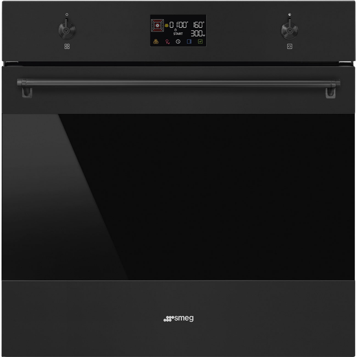 Духовой шкаф Smeg/ Духовой шкаф Smeg, 11 функций, СВЧ, пар, очистка паром, дисплей, сенсорное управление, термощуп, таймер, 4 стекла в дверце, полезный объем 68 л, цвет черный