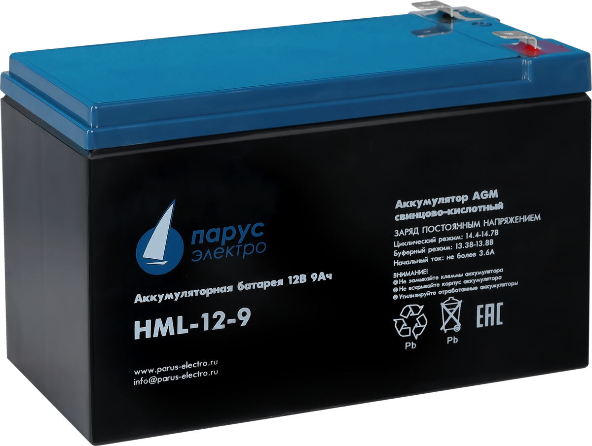 Аккумулятор Парус электро HML-12-9, 12В, 9Ач, AGM