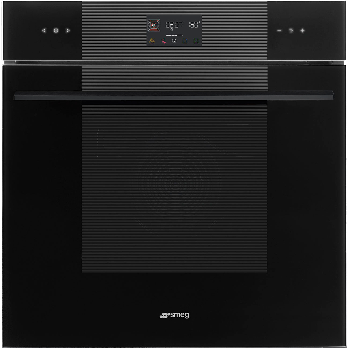 Встраиваемый духовой шкаф SMEG/ Многофункциональный духовой шкаф с пиролизом, 60 см, 10 функций, Black (черное стекло). Класс энергопотребления А+