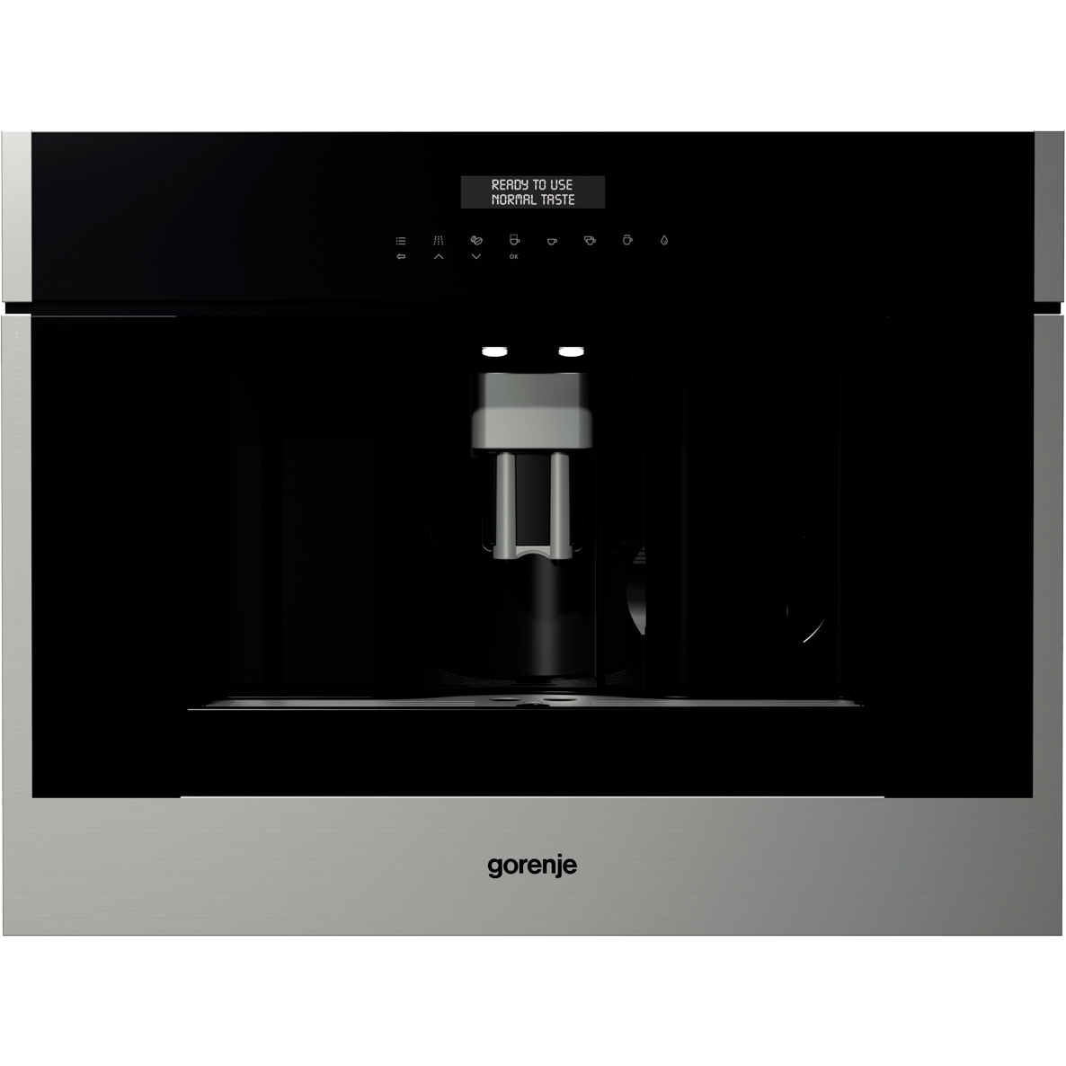 Встраиваемая кофемашина GORENJE/ Автоматическая кофемашина, Материал: Нержавеющая сталь, Максимальная мощность: 1350 Вт, Габаритные размеры (вхшхг): 45,5 × 59,5 × 38,1 см, Вес (брутто/нетто): 27,2 / 22,6 кг