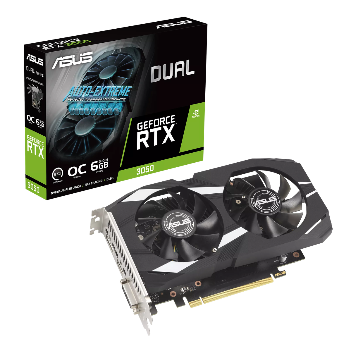 Видеокарта ASUS RTX3050 DUAL OC 6GB GDDR6 96bit DVI DP HDMI 2FAN [DUAL-RTX3050-O6G]