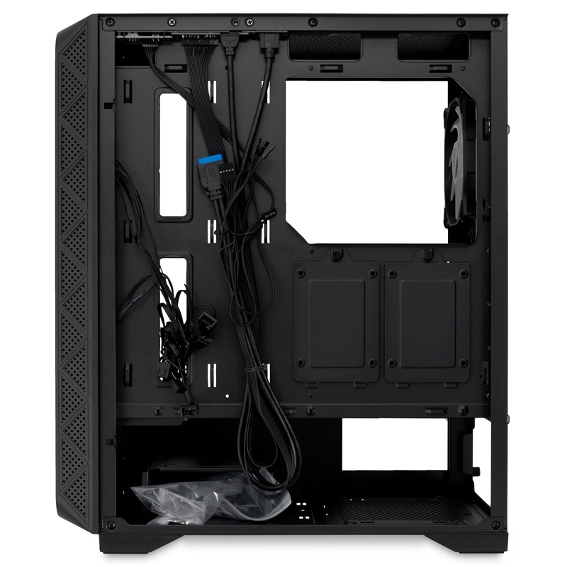 Корпус без блока питания/ Case HSPD M521, Mesh Mid Tower, Black, slide TG, 0.45 SPCC, 4x120mm ARGB (M11-120) ATX, mATX, mITX 160/330/184mm 2x2.5", -, 7xPCI 2xUSB-A 3.0, 1xUSB-A 1.0 390x200x449mm