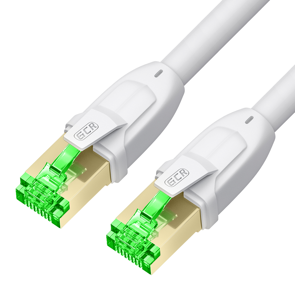 GCR PRO Патч-корд LSZH PROF кат.7 ethernet  1.5m F/FTP, RJ45, CU, 28 AWG, белый, литой, экранированные коннекторы, T568B