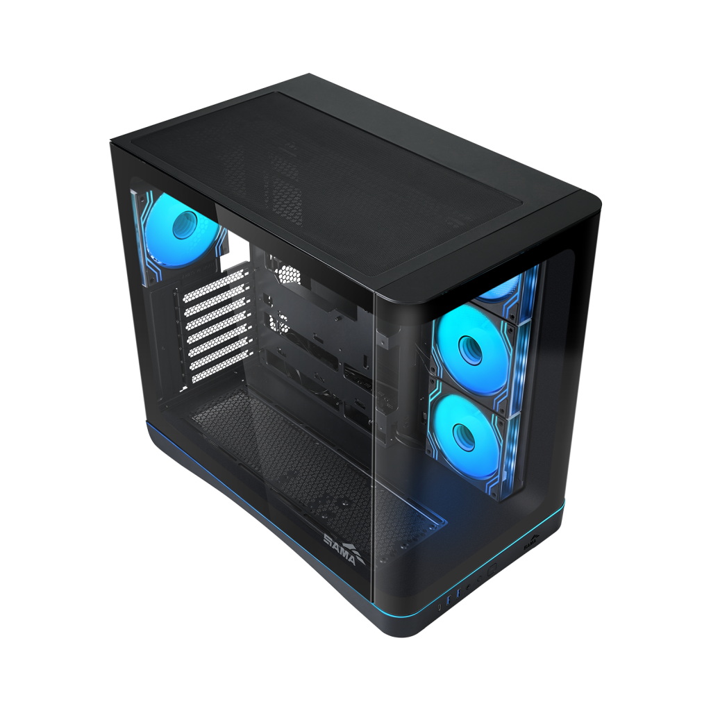 Корпус ПК SAMA V62S-BKADA4X1-GL, Midi-Tower, 4×120мм ARGB, ATX
