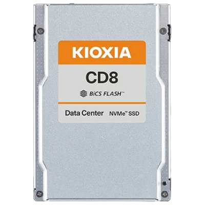 Серверный твердотельный накопитель/ KIOXIA SSD CD8-V, 800GB, U.3(2.5" 15mm), NVMe 1.4, PCIe 4.0 x4, TLC, R/W 7200/1800 MB/s, IOPs 1000K/160K, TBW 4380, DWPD 3 (12 мес.) SIE