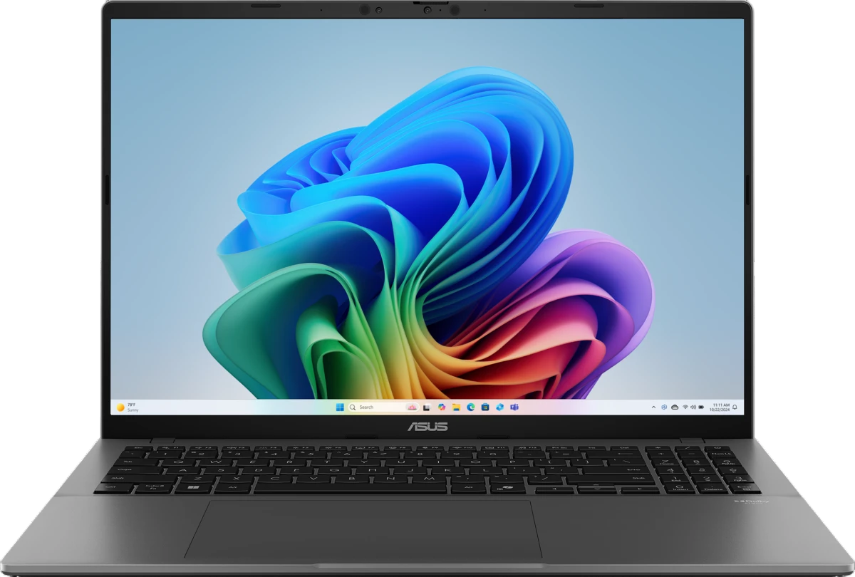 Ноутбук/ ASUS S3607QA-SH062W 16"(1920x1200 OLED)/Qualcomm Snapdragon X X1-26-100(2.98Ghz)/16384Mb/1024PCISSDGb/noDVD/Int:Shared/Cam/BT/WiFi/70WHr/war 1y/1.74kg/Matte Gray/Win11Home